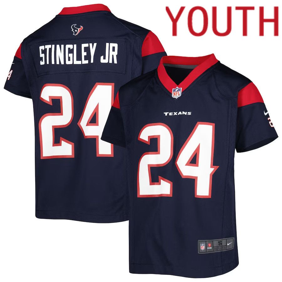 Youth Houston Texans #24 Derek Stingley Jr. Nike Navy Game NFL Jersey